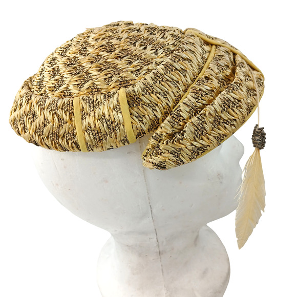 Lot of 3 Vintage Red Bird & Union Made Women\'s Straw Hats Cloche Beret Lace main image 9